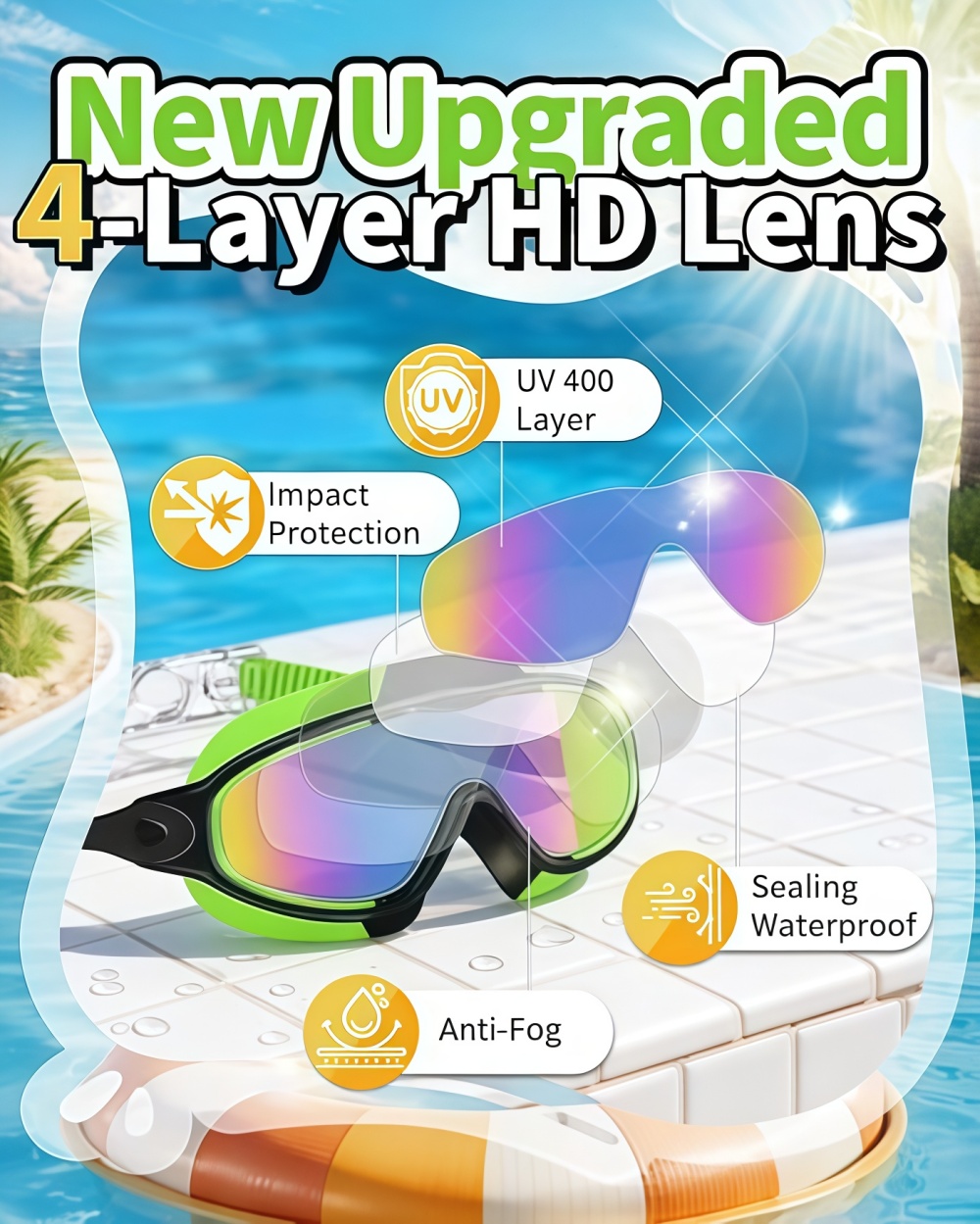 Kids Swim Goggles with Swim Ca - đánh giá và giá Swim Goggles Anti Fog Uv