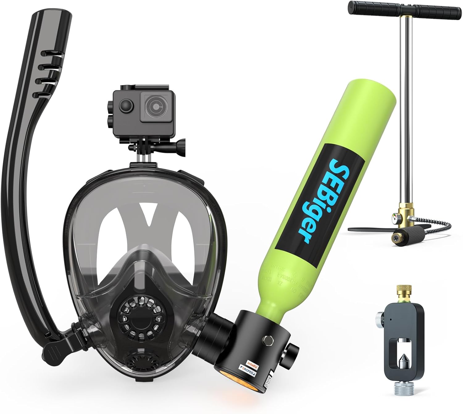 Mini Scuba Tank 0.5L with Full - đánh giá và giá Snorkel Mask Full Face