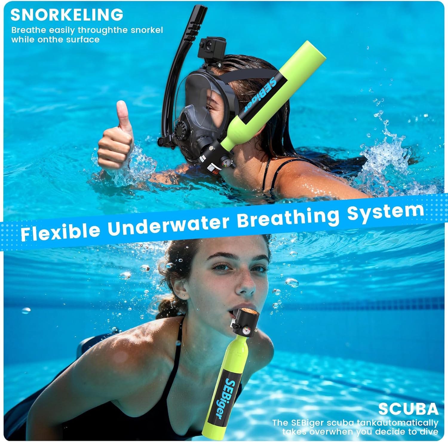 Mini Scuba Tank 0.5L with Full - đánh giá và giá Snorkel Mask Full Face
